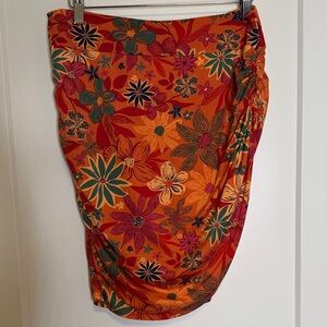 Free People Ruched Floral Faux Wrap Skirt‎ - Large